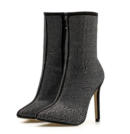 Women Pointed Toe Heeled Boots