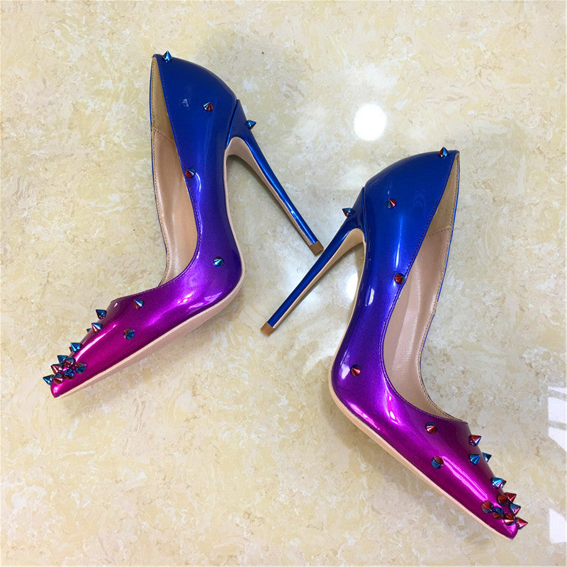 Gradient rivet high heels