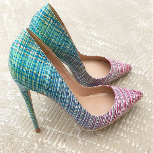 Ladies colorful gradient heels